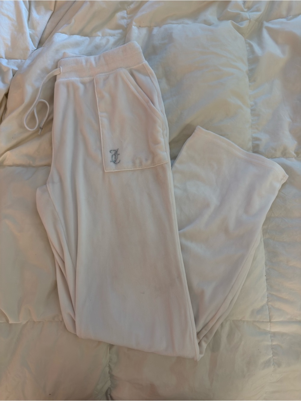 Juicy Couture White Velour Boot Cut Pants